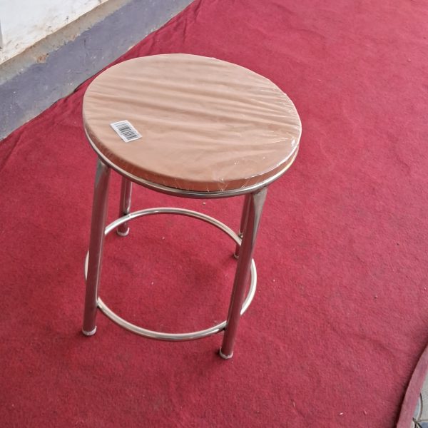 STAINLESS STEEL STOOL WOODEN TOP
